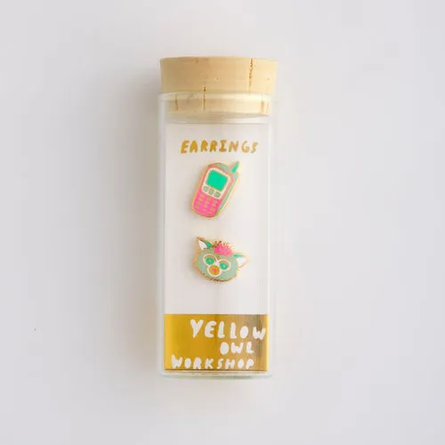 Yellow Owl Workshop Earrings - 90's Cell Phone & Furby